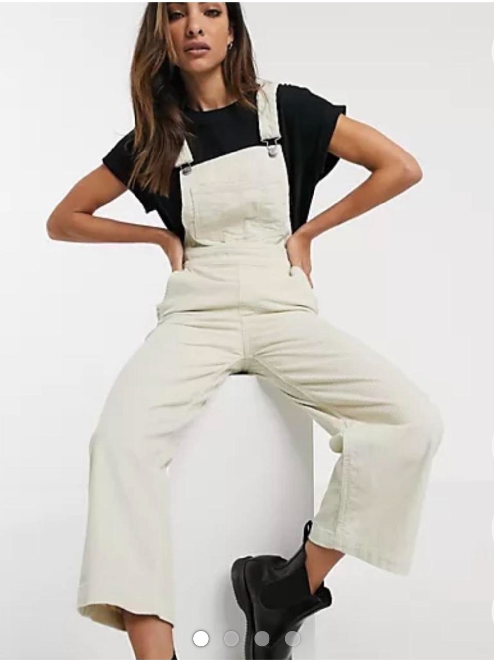 Levi's Corduroy Wide Leg Overalls Dungarees Cream Off-White Boho Country Size 26